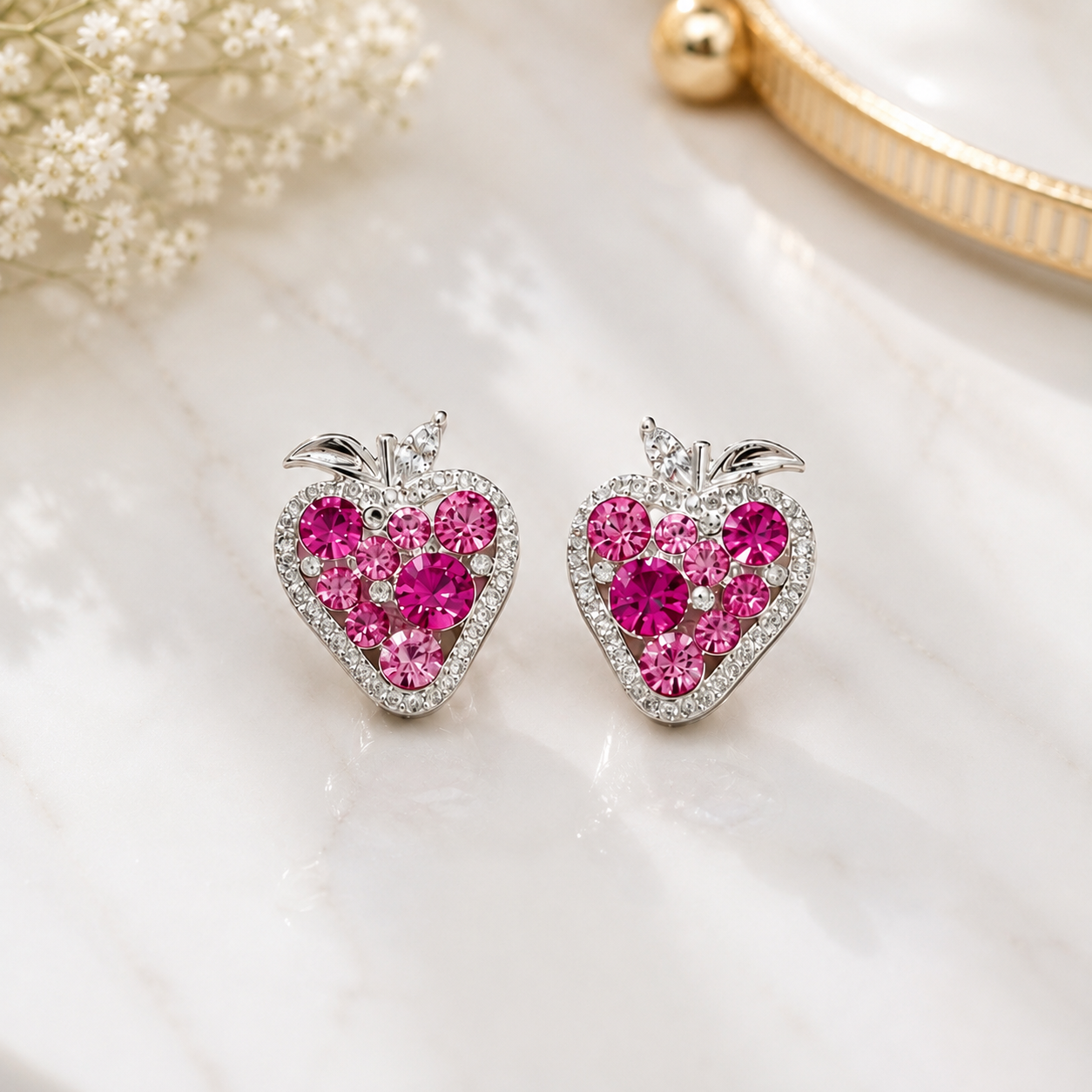 Pink Heart Studs