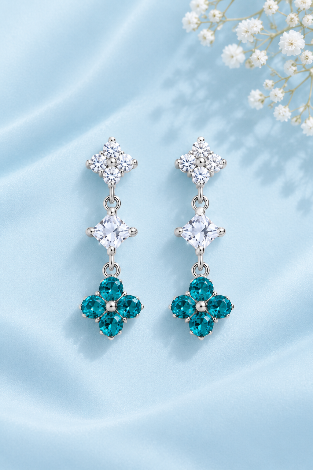 Turquoise Petal Drop Earrings