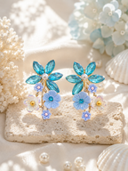 Sky blue Garden Bloom Drop Earrings