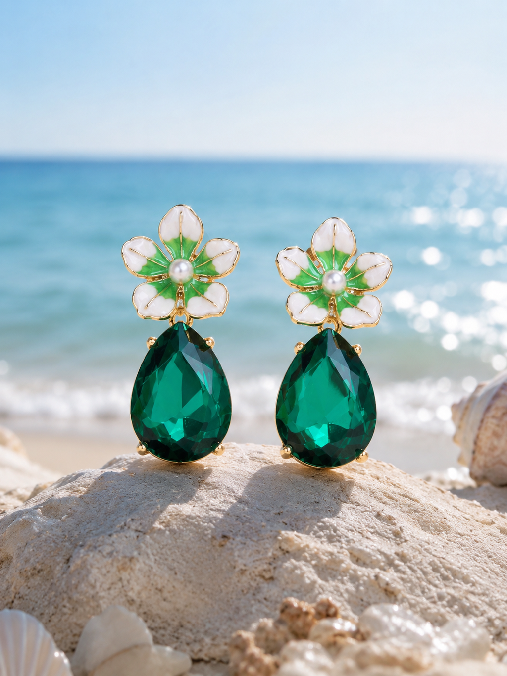 Emerald Bloom Drop Earrings