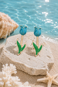 Blue Tone Tulip Earring