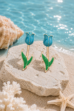Blue Tone Tulip Earring