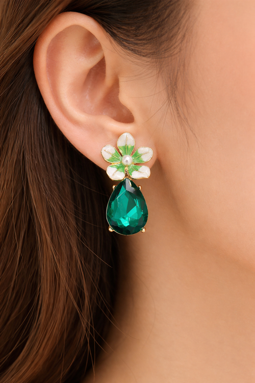Emerald Bloom Drop Earrings