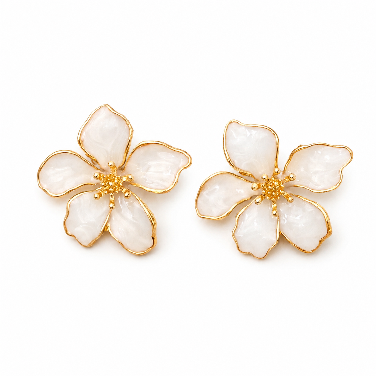 White Blossom Stud Alloy Earring