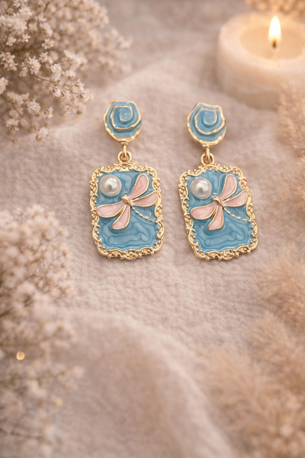 Blue Dragonfly Pearl Alloy Earing