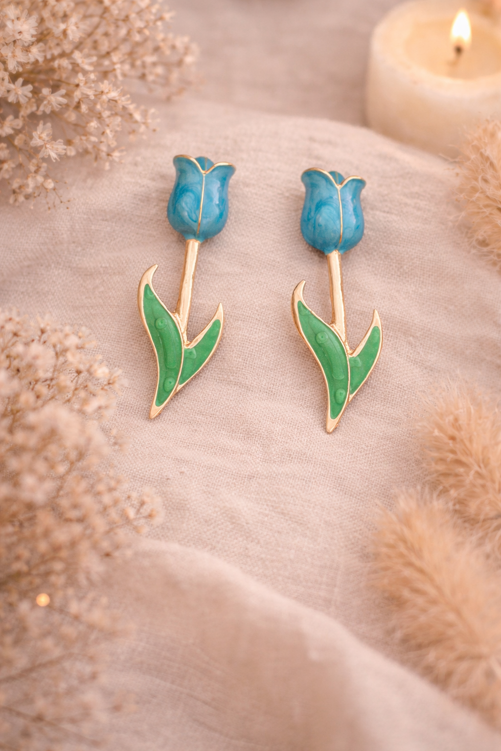Blue Tone Tulip Earring