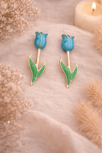 Blue Tone Tulip Earring